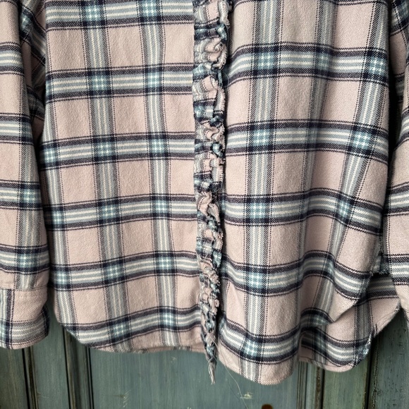 Isabel Marant Etoile Awenty Pink Plaid Flannel Shirt Size 44 - Picture 5 of 11